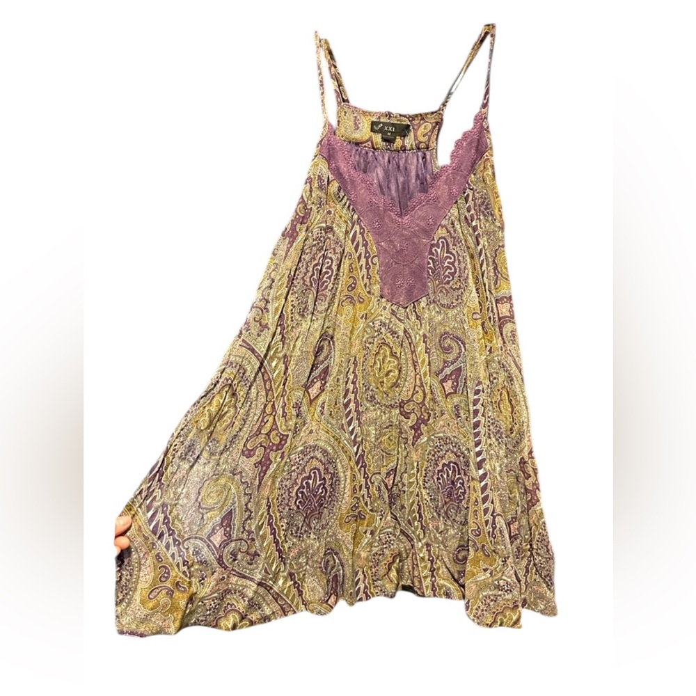XXI PURPLE PAISLY STRAPPY DRESS